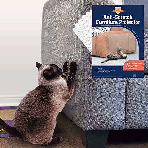 Stelucca Amazing Shields Cat Scratch Furniture Protector – Pack of 6, Adhesive Clear 17×12 in Cat Training Couch Protector – Plastic, Anti Scratching Sticky Tape Cat Repellent Mat – Scratching Post