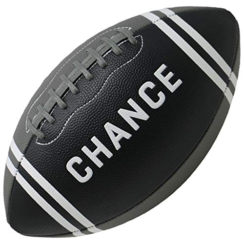 Chance Football – PRO Quality Composite Leather (Size 7 Kids & Youth Football, 9 Adult Football) (9 Official – 11″ x 7″ x 20.5″, Bach – Black & Gray)