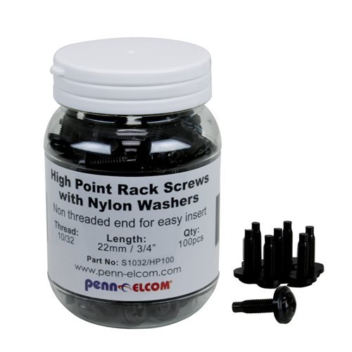 Penn Elcom High Point Rack Screws for Equipment Mounting 100 Screws and Washers S1032/HP/WA/100