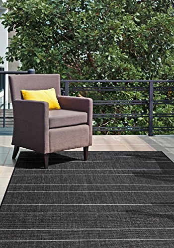 nuLOOM Pinstriped Taliah Indoor/Outdoor Area Rug, 7 ft 6 in x 10 ft 9 in, Black