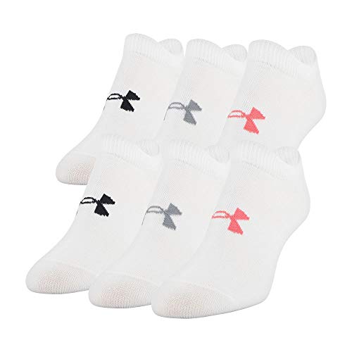 Under Armour Women’s Essential 2.0 No Show Socks, 6-Pairs , White Assorted , Medium