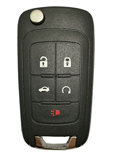 Car Key Fob Case Shell Fit for Chevy Chevrolet Camaro Cruze 5 Buttons Uncut Blank Flip Folding Keyless Entry Remote Replacement Cover Casing (5 Button Key Shell)