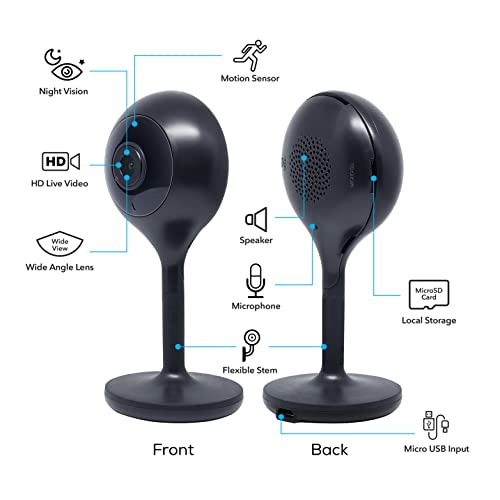 Geeni Look Indoor Smart Security Camera, 1080p HD Surveillance with 2-Way Talk and Motion Sensor, Works with Alexa and Google Home, No Hub Required, Black (2 Pack) | The Storepaperoomates Retail Market - Fast Affordable Shopping
