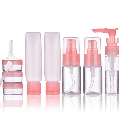 MEACOLIA Travel Size Toiletries Containers 10 Pack Travel Bottles Set Cosmetic Makeup Liquids Travel Container TSA Approved Leak Proof BPA Free Refillable Plastic Clear Empty Pink