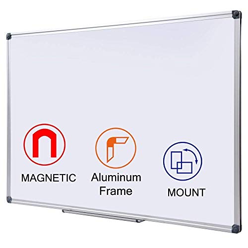 DexBoard Magnetic Dry Erase Board with Pen Tray| Wall-Mounted Aluminum Message Presentation White Board for Office & Classroom, 40″ x 30″