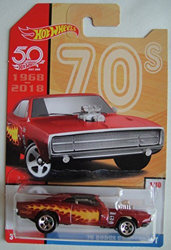 Hot Wheels 70s, RED with Flame ’70 Dodge Charger R/T 50TH Anniversary 1/10
