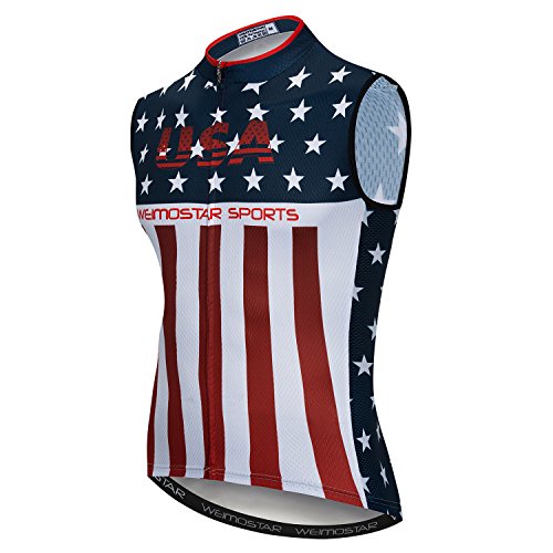 Cycling Jersey Men Sleeveless Bike Shirts Vest Bicycle Clothing Jacket Tight reflective Usa Flag Medium