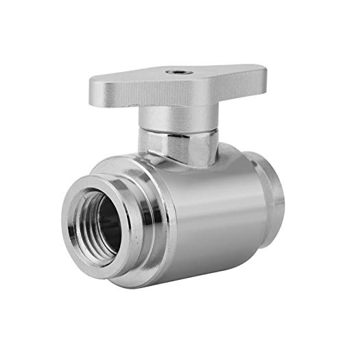 Richer-R Water Cooling Valve G1/4 Internal Threads Valves Water Ball Valve,G1/4″ Internal Thread Silver Water Cooling Valve Water Ball Valve with Handle for Computer Water Cooling System(Silver)
