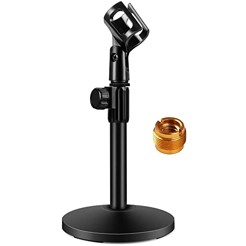 InnoGear Desktop Microphone Stand, Upgraded Adjustable Table Mic Stand with Mic Clip and 5/8″ Male to 3/8″ Female Screw for Blue Yeti Snowball Spark & Other Microphone