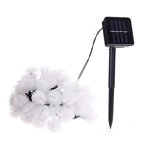 LEDMOMO LED Solar String Lights Fuzzy Ball Light Outdoor Waterproof Fairy Lights for Christmas Wedding Party Home Bedroom Garden Decoration 6.35M (Pure White)