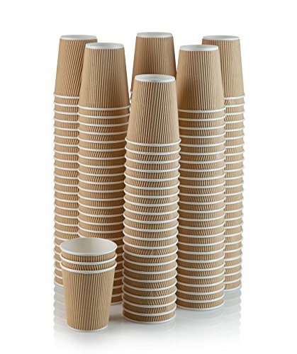 NYHI Set of 150 Ripple Insulated Kraft 8-oz Paper Cups – Coffee/Tea Hot Cups |3-Layer Rippled Wall For Better Insulation | Perfect for Cappuccino, Hot Cocoa, or Iced Drinks