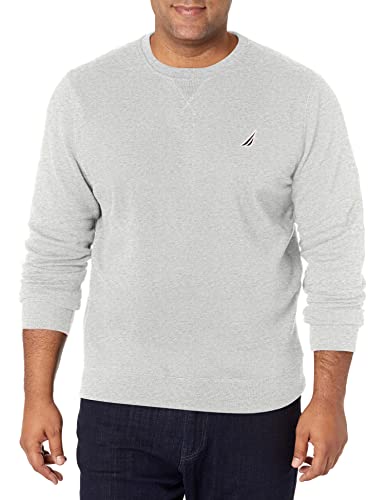 Nautica Men’s Basic Crew Neck Fleece Sweatshirt, Grey Heather, Large