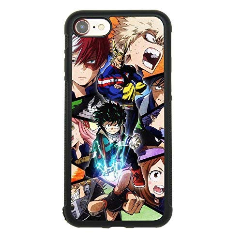 My Hero Academia Anime Manga Comic Theme Case for iPhone 7, iPhone 8 (4.7 Inch) TPU Silicone Gel Edge + PC Bumper Case Skin Protective Printed Phone Full Protection Cover