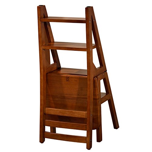 Creative Folding Library Home Kitchen Ladder Chair Kitchen Office Use Step Stool Furniture ( Color : Brown )
