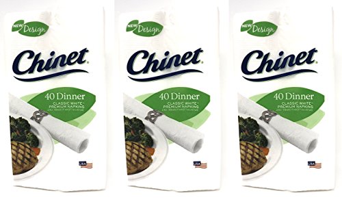 Chinet Classic White Premium Dinner Napkins, 2 Ply, 40 Count (Pack of 3)