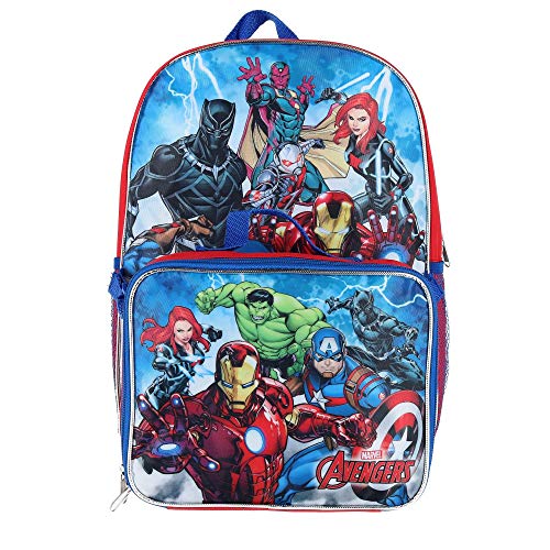 Marvel Avengers 16″ Backpack With Detachable Matching Lunch Box Featuring Ant-Man, Black Panther and Other Super Heros