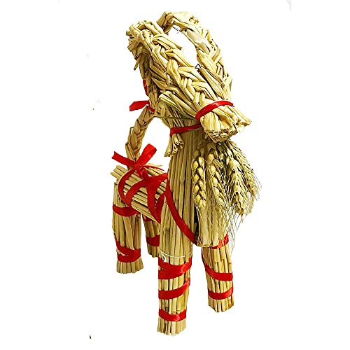 Genting Straw Goat 8″ Tall Christmas Goat Swedish Grass Goat Handcrafted Julbock Yule Goat Messenger – Childhood Memories Collection Decora (4″L*1.8″W*8″H)