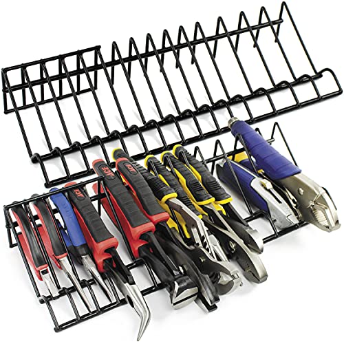 Plier Organizer Rack (2 Pack) Holds A Total of 30 Spring Loaded, Regular and Wide Handle Insulated Pliers, A Tool Box Organizer and Pliers Organizer That Fits Nicely in Your Tool Drawer or Tool Chest