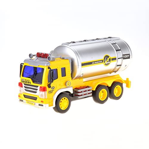 PowerTRC Friction Powered Oil Tanker Truck Toy | Push and Go Truck | Lights and Sound