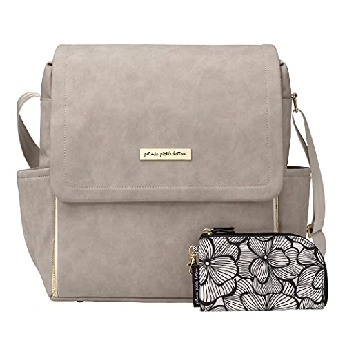 Petunia Pickle Bottom Boxy Backpack | Diaper Bag | Diaper Bag Backpack for Parents | Top-Selling Stylish Baby Bag | Sophisticated and Spacious Backpack for On The Go Moms | Grey Matte Leatherette