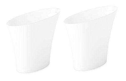 Umbra 1006232-661-A60 Skinny Sleek & Stylish Bathroom Trash, Small Garbage Can Wastebasket for Narrow Spaces at Home or Office, 2 Gallon Capacity, White, 2-Pack