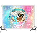 Mehofoto Royal Mermaid Princess Backdrop Under Sea Glitter Shell Crown Background 7x5ft Vinyl Black Girl Backdrops Banner for Baby Shower, Birthday Party