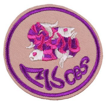 Pisces Color Embroidered Iron-On Patch Zodiac Sign – 3 inch