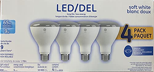 GE Soft White 65W Replacement LED Light Bulb Indoor Floodlight BR30 (4-Pack)