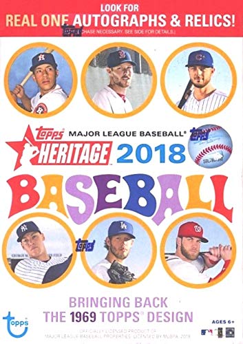 2018 Topps Heritage MLB Baseball EXCLUSIVE Factory Sealed Retail Box with 8 Packs & 72 Cards! Look for Real One Autographs, Inserts, Parallels, Relics & More! Look for SHOHEI OTHANI Rookie’s & Auto’s!