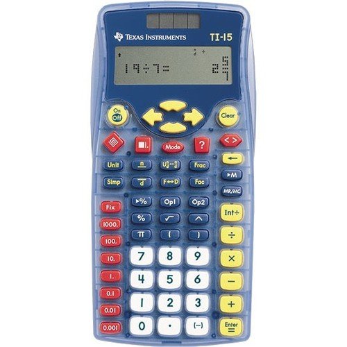 Texas Instruments TI-15 Explorer Elementary Calculator – Plastic Key, Impact Resistant Cover – 2 Line(s) – 12 Digits – Battery/Solar Powered – 1 Each