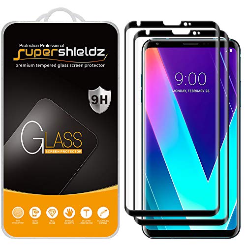 (2 Pack) Supershieldz Designed for LG V30 Tempered Glass Screen Protector, (Full Screen Coverage) (3D Curved Glass) Anti Scratch, Bubble Free (Black)