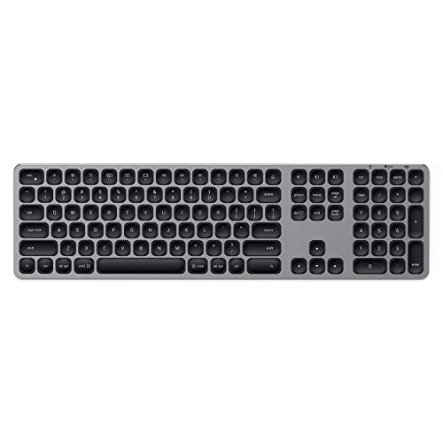 Satechi Aluminum Bluetooth Keyboard with Numeric Keypad – Compatible with 2022 MacBook Pro/Air M2, 2021 MacBook Pro M1 Pro & Max, 2021 iMac, 2021 iPAd Pro M1, 2020 Mac Mini and More (Space Gray)