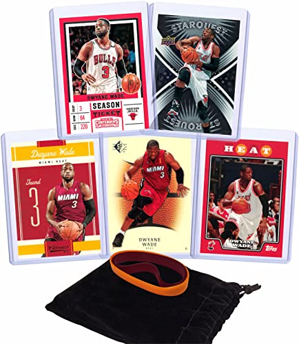 Dwyane Wade Basketball Cards Assorted (5) Bundle – Miami Heat Chicago Bulls Trading Card Gift Pack