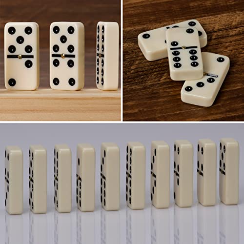 ZOOCEN Double 6 Dominoes Set in Leatherette Case (28 Tiles with Spinner), Ivory | The Storepaperoomates Retail Market - Fast Affordable Shopping