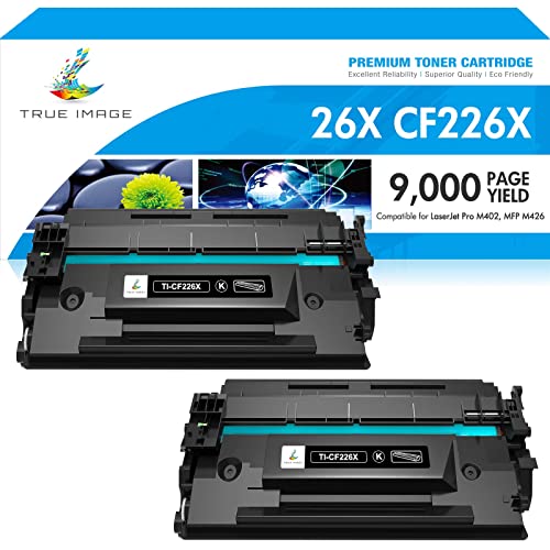 TRUE IMAGE Compatible Toner Cartridge Replacement for HP 26X CF226X 26A CF226A Laserjet Pro M402n M402dn MFP M426fdw M426fdn M426dw M402 M426 Printer Ink High Yield (Black, 2-Pack)