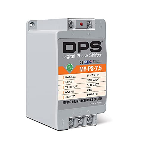 Single Phase to 3 Phase Converter, My-PS-7.5 Model, Suitable for 5HP(3.7kw) 15 Amps 200-240V 3 Phase Motor, One DPS Has to Use for One Motor Only, Input/Output 200V-240V, Digital Type
