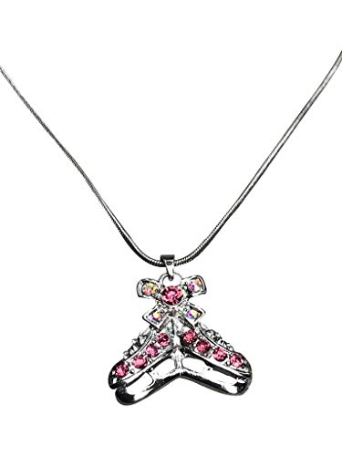 Infinity Collection Skate Pink Rhinestone Charm Necklace – Ice Skating Pendent – Perfect Figure Skating Gifts