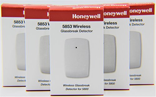 5 Pack of Honeywell 5853 Wireless Glassbreak Detector W/Mounting Tape