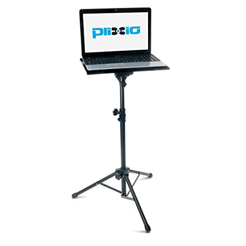 Plixio Adjustable Laptop Projector Stand – Portable Podium Tripod Mount, DJ Mixer Stand Up Desk Computer Stand Tray and Holder (27″ to 48″)
