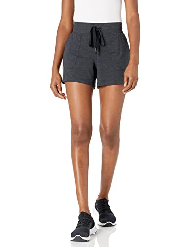 Amazon Essentials Women’s Brushed Tech Stretch Short (Available in Plus Size), Black, Space Dye, Medium