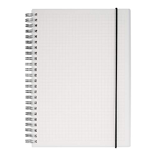HULYTRAAT Hardcover Graph Ruled Spiral Notebook, 5.8 x 8.3 Inches A5, Transparent, 160-Page 80-Sheet Square Grid Journal (AWPPS1)