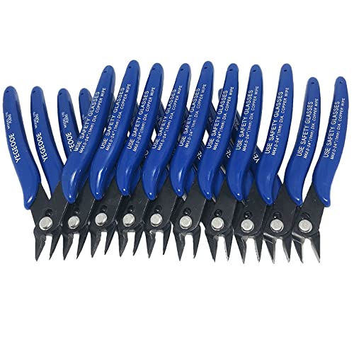 YEGEOOE Flush Wire Cutters, 10PACK Flush Cut Pliers, Side Cutters, Diagonal Side Cutting pliers, Wire Snips, Nippers, Small Wire Cutters for jewelry making crafts