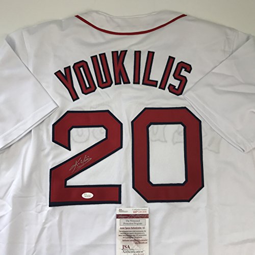 Autographed/Signed Kevin Youkilis Boston White Baseball Jersey JSA COA
