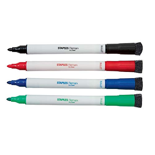STAPLES 2056097 Remarx Dry Erase Markers Bullet Point Assorted 4/Pack (29329)