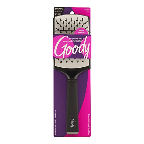 Goody Ceramic Blow Dry Paddle Brush – Flexible Cushion with Protective Coating – Pain-Free Detangler Comb for Women, Men & Kids – Removes Knots and Tangles, for Natural, Straight, Thick & Curly Hair