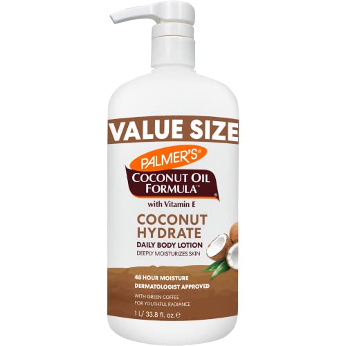 Palmer’s Coconut Oil Formula Body Lotion for Dry Skin, Hand & Body Moisturizer with Green Coffee Extract & Vitamin E, Value Size Pump Bottle, 33.8 Fl Oz (Pack of 1)