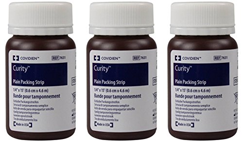 Covidien 7631 Curity Plain Packing Strip, 1/4″ x 15 ft. (Pack of 3)