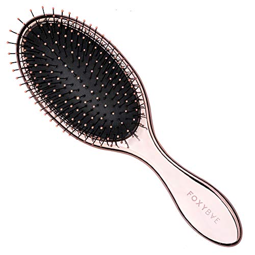 FoxyBae Rose Gold Detangling Brush – Professional Hair Detangler Brush for Women, Men, Kids, Best Paddle Brushes with Soft Bristles, Detangle Brush for Curly, Thick, Long, Dry, Wet Hair