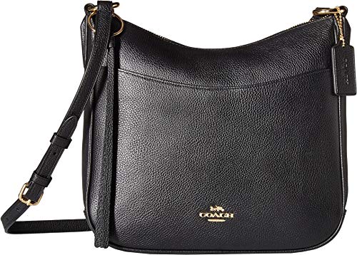 COACH Polished Pebble Leather Chaise Crossbody Gold/Black One Size