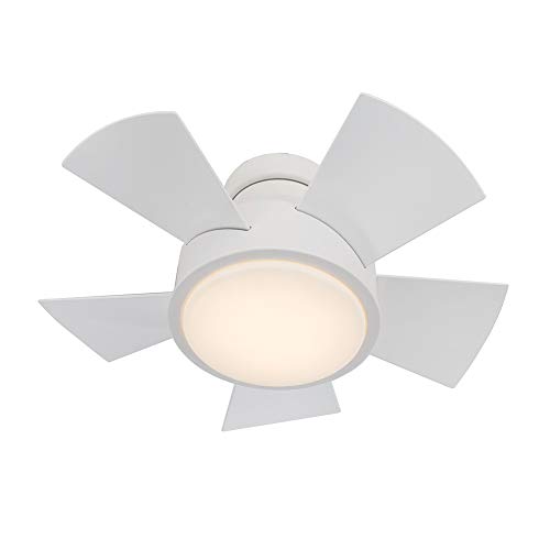 Vox Smart Indoor and Outdoor 5-Blade Flush Mount Ceiling Fan 26in Matte White with 3000K LED Light Kit and Remote Control works with Alexa, Google Assistant, Samsung Smart Things, and iOS or Android App